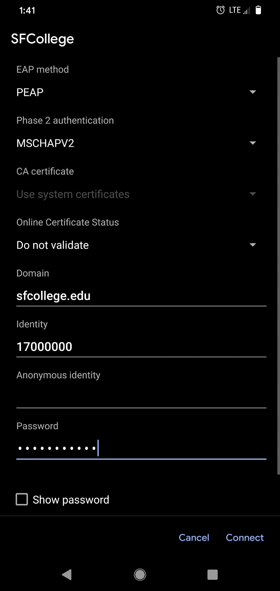 Google Pixel wireless setup screen showing the recommended connection settings.